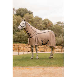 Couverture anti-mouches Combo B Vertigo avec couvre-cou amovible et protection UV Biscuit au gingembre Beige