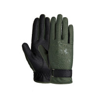 Gants d'équitation B Vertigo Laia femme avec logo imprimé Vert scarabée