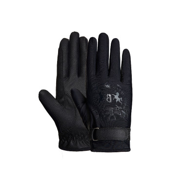 Gants d'équitation B Vertigo Laia femme avec logo imprimé Noir