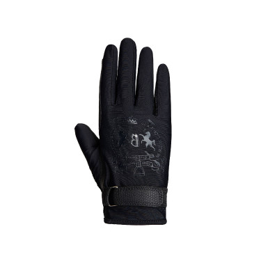 Gants d'équitation B Vertigo Laia femme avec logo imprimé Noir