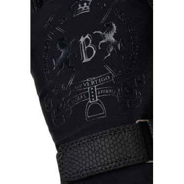 Gants d'équitation B Vertigo Laia femme avec logo imprimé Noir