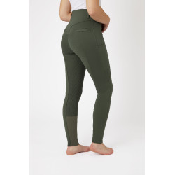 Pantalon d'équitation fond intégral grip toutes saisons Horze Mira Vert scarabée