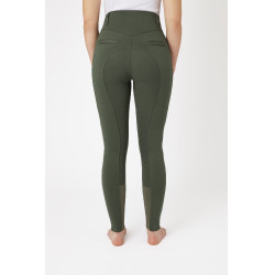 Pantalon d'équitation fond intégral grip toutes saisons Horze Mira Vert scarabée