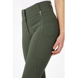 Pantalon d'équitation fond intégral grip toutes saisons Horze Mira Vert scarabée