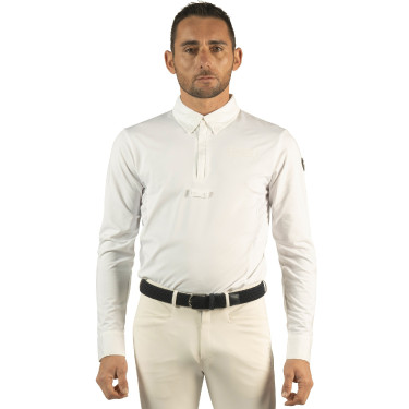 Polo homme Bankso manches longues Flags & Cup Blanc