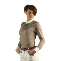 Polo Kavala femme manches longues Flags & Cup Taupe Marron
