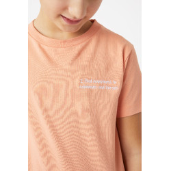 T-shirt Calina avec broderie Horze enfant Rose crevette T-shirt Calina avec broderie Horze enfant Rose crevette