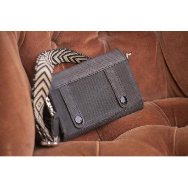 Pochette Pénélope Phone Pocket cuir perforé noir Pochette Pénélope Phone Pocket cuir perforé noir