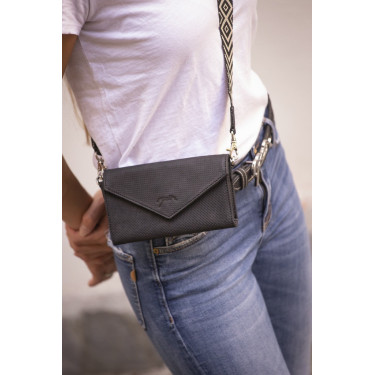 Pochette Pénélope Phone Pocket cuir perforé noir Pochette Pénélope Phone Pocket cuir perforé noir