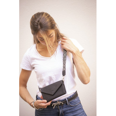 Pochette Pénélope Phone Pocket cuir perforé noir Pochette Pénélope Phone Pocket cuir perforé noir