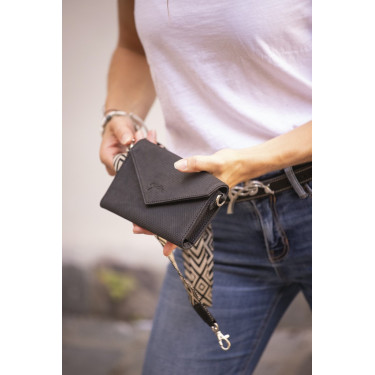 Pochette Pénélope Phone Pocket cuir perforé noir Pochette Pénélope Phone Pocket cuir perforé noir