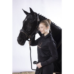 Licol en cuir Rosegold HKM Noir Licol en cuir Rosegold HKM Noir