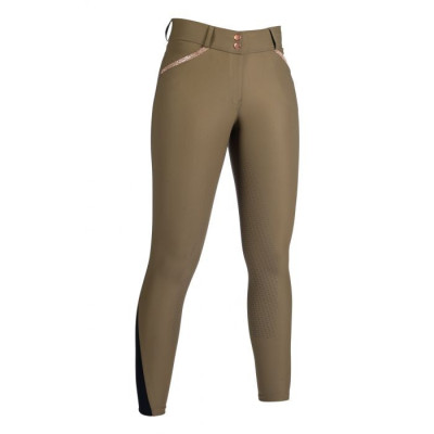 Pantalon Edinburgh fond intégral en silicone HKM Vert olive