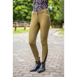 Pantalon Edinburgh fond intégral en silicone HKM Vert olive Pantalon Edinburgh fond intégral en silicone HKM Vert olive