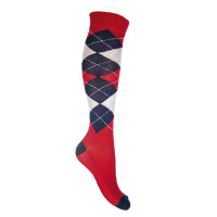 Chaussettes Check Classico HKM Rouge / marine ancien modèle Chaussettes Check Classico HKM Rouge / marine ancien modèle