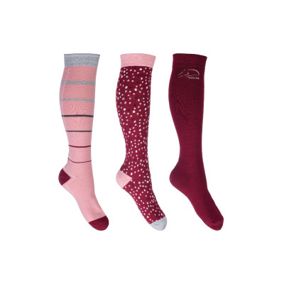 Chaussettes Miami HKM lot de 3 Rose / lie de vin