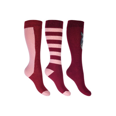 Chaussettes pour enfants  Grenada HKM lot de 3 Rose / lie de vin