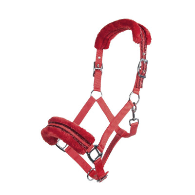 Licol en nylon Glitter rembourré en polaire HKM Rouge
