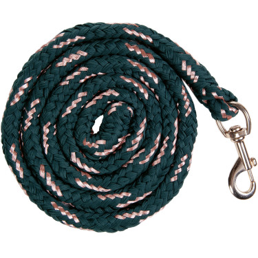 Longe Rosegold avec mousqueton HKM Émeraude / or rose