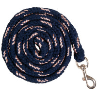 Longe Rosegold avec mousqueton HKM Marine / or rose Bleu