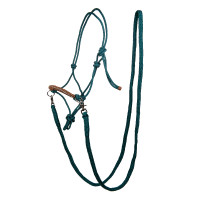 Licol éthologique Strass avec rênes / longes HKM Pétrole / marron