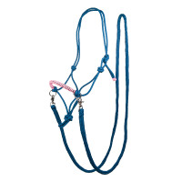 Licol éthologique Strass avec rênes / longes HKM Azur / rose