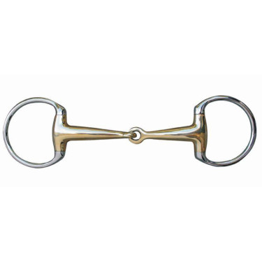 Mors à olive 16 mm maillechort et anneaux inox HKM Mors à olive 16 mm maillechort et anneaux inox HKM