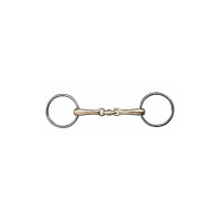 Mors double brisure 18 mm maillechort anneaux inox HKM Couleur indicative