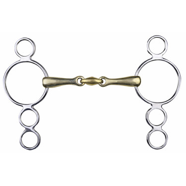 Mors pessoa en maillechort 16 mm anneaux inox HKM Mors pessoa en maillechort 16 mm anneaux inox HKM