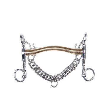 Mors de bride en maillechort 16 mm chaîne 5 cm HKM Mors de bride en maillechort 16 mm chaîne 5 cm HKM