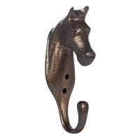 Porte-bridon tête de cheval en aluminium HKM Bronze Marron Porte-bridon tête de cheval en aluminium HKM Bronze Marron
