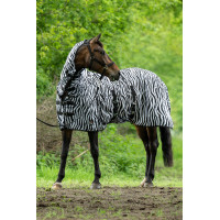 Couverture et couvre-cou anti-mouches Zebra HKM Blanc / noir Couverture et couvre-cou anti-mouches Zebra HKM Blanc / noir