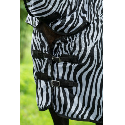 Couverture et couvre-cou anti-mouches Zebra HKM Blanc / noir Couverture et couvre-cou anti-mouches Zebra HKM Blanc / noir