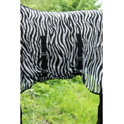 Couverture et couvre-cou anti-mouches Zebra HKM Blanc / noir Couverture et couvre-cou anti-mouches Zebra HKM Blanc / noir