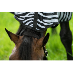 Couverture et couvre-cou anti-mouches Zebra HKM Blanc / noir Couverture et couvre-cou anti-mouches Zebra HKM Blanc / noir