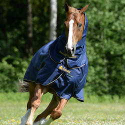 Couverture Bucas Irish Turnout Light 50g 1200D Marine / doré Bleu Couverture Bucas Irish Turnout Light 50g 1200D Marine / doré Bleu