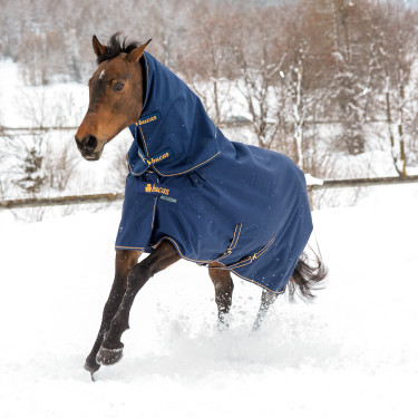 Couverture Bucas Irish Turnout Medium 150g 1200D Marine / doré Bleu