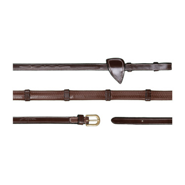 Rênes Caoutchouc 1/2 Avec 7 Arretoirs Dy'on Marron