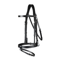 Bridon Cuir Plat Avec Mousquetons Dy'on Noir