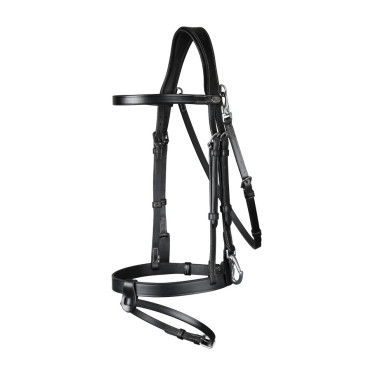 Bridon Cuir Plat Avec Mousquetons Dy'on Noir Bridon Cuir Plat Avec Mousquetons Dy'on Noir
