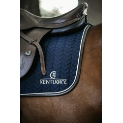 Tapis de selle Fishbone Leather jumping Kentucky Bleu marine