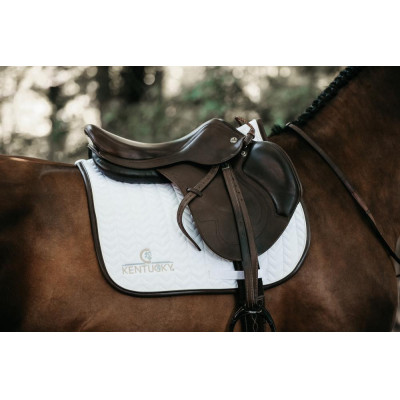 Tapis de selle Fishbone Leather jumping Kentucky Blanc