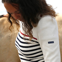 Pull Pénélope x Saint James Maelle Ecru / marine / rouge Motifs Pull Pénélope x Saint James Maelle Ecru / marine / rouge Motifs