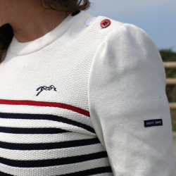 Pull Pénélope x Saint James Maelle Ecru / marine / rouge Motifs Pull Pénélope x Saint James Maelle Ecru / marine / rouge Motifs