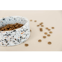 Gamelle pour chien en pierre Terrazzo Kentucky Blanc