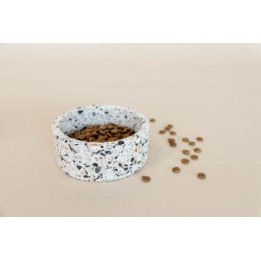 Gamelle pour chien en pierre Terrazzo Kentucky Blanc