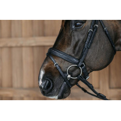 Bridon muserolle combinée tressé avec Pull Back Dy'on Noir Bridon muserolle combinée tressé avec Pull Back Dy'on Noir