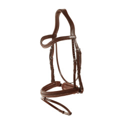 Bridon muserolle combinée tressé avec Pull Back Dy'on New English Collection Marron