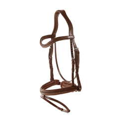 Bridon muserolle combinée tressé avec Pull Back Dy'on New English Collection Marron