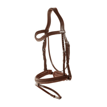 Bridon muserolle combinée tressé avec Pull Back Dy'on New English Collection Marron